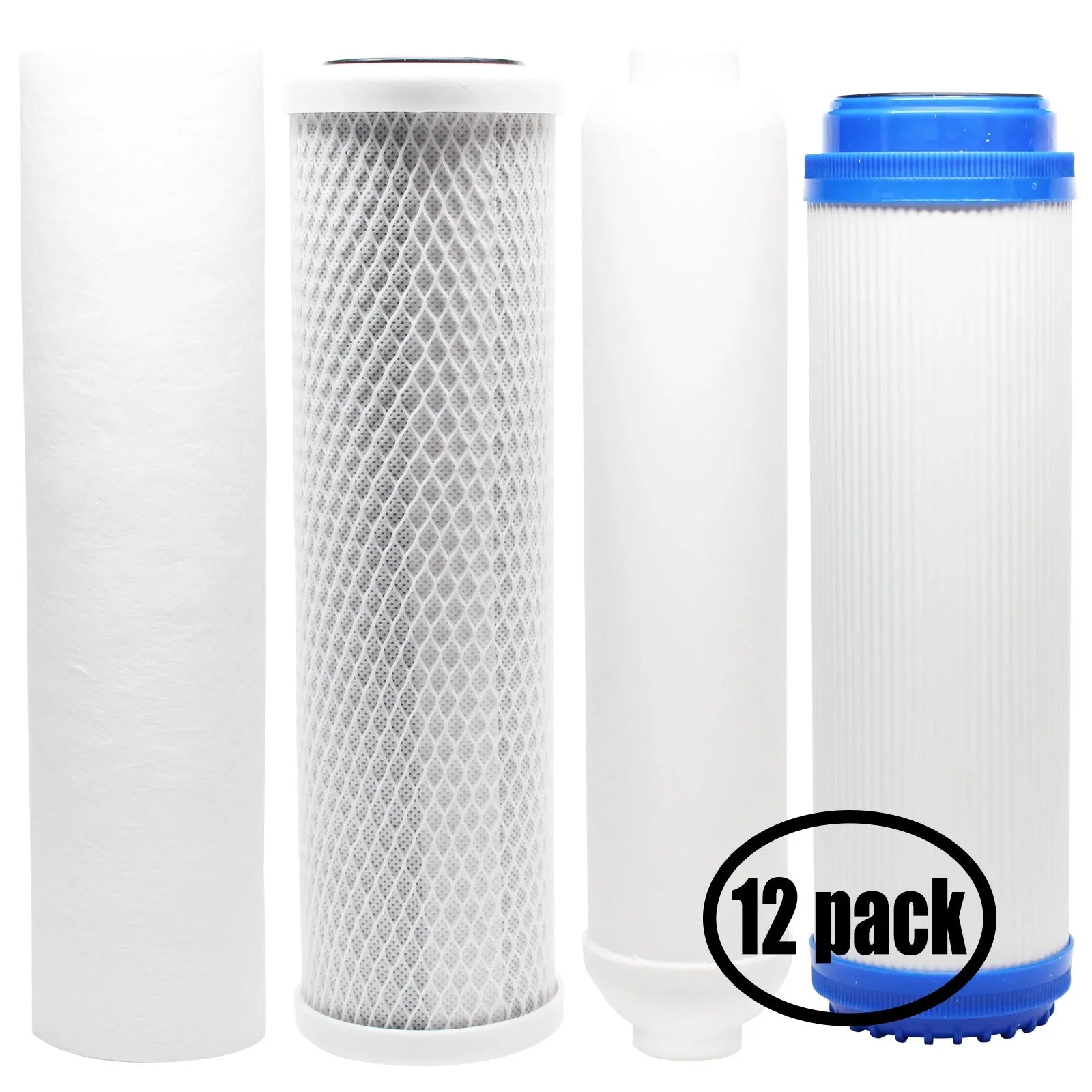 12-Pack Replacement for Filter Kit for Expres Water RODI10D RO System - Includes Carbon Block Filter, PP Sediment Filter, GAC Filter & Inline Filter Cartridge - Denali Pure Brand