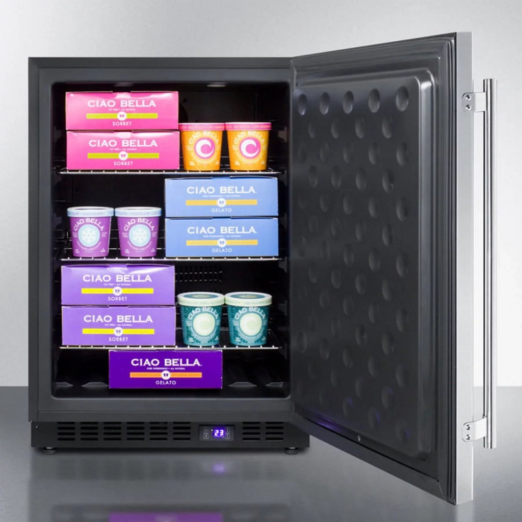 24" Wide Outdoor All-Freezer, Black Cabinet