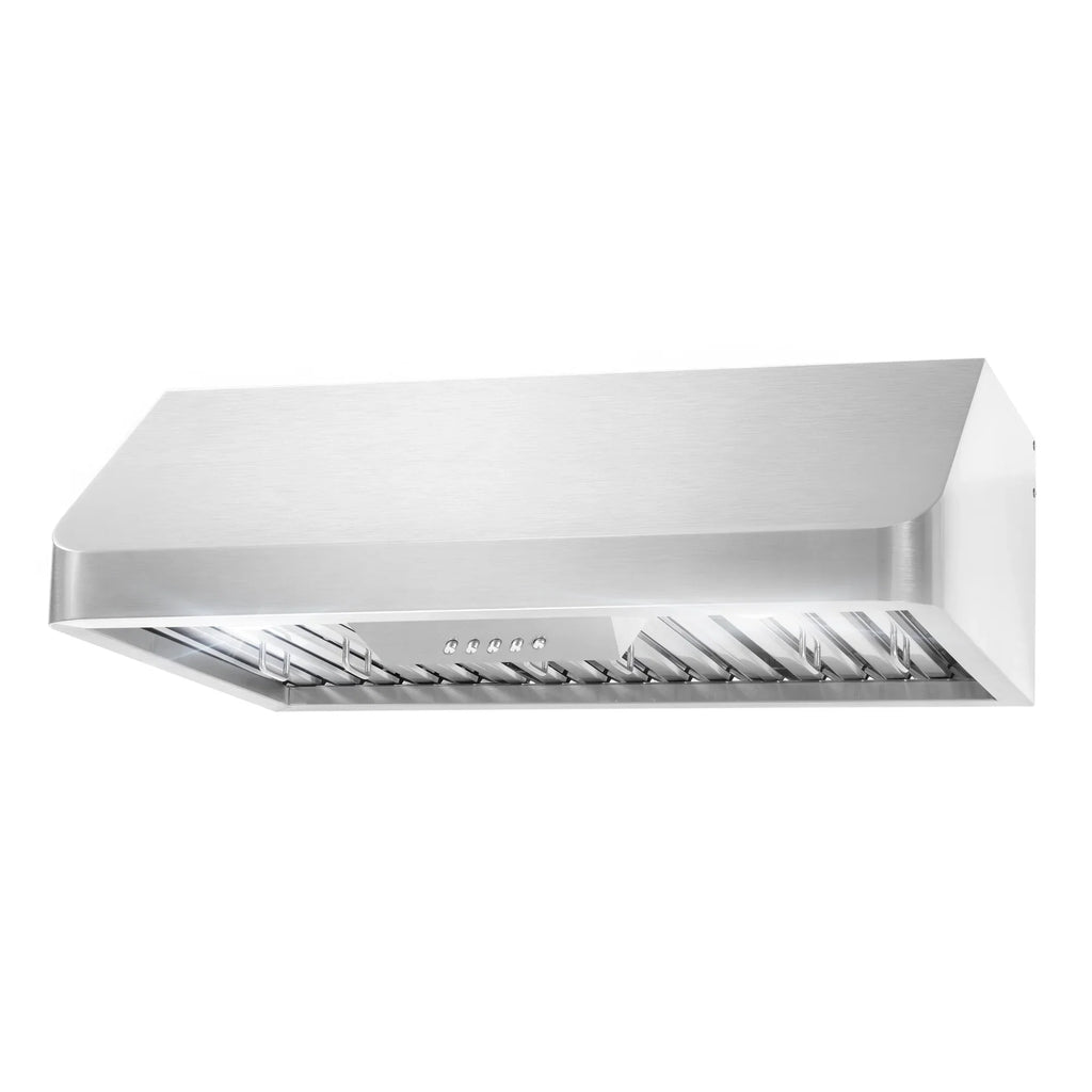 Cosmo 4 Piece Kitchen Appliance Package with 30" Freestanding Gas Range 30" Under Cabinet Range Hood 24" Built-in Integrated Dishwasher & French Door Refrigerator Kitchen Appliance Bundles