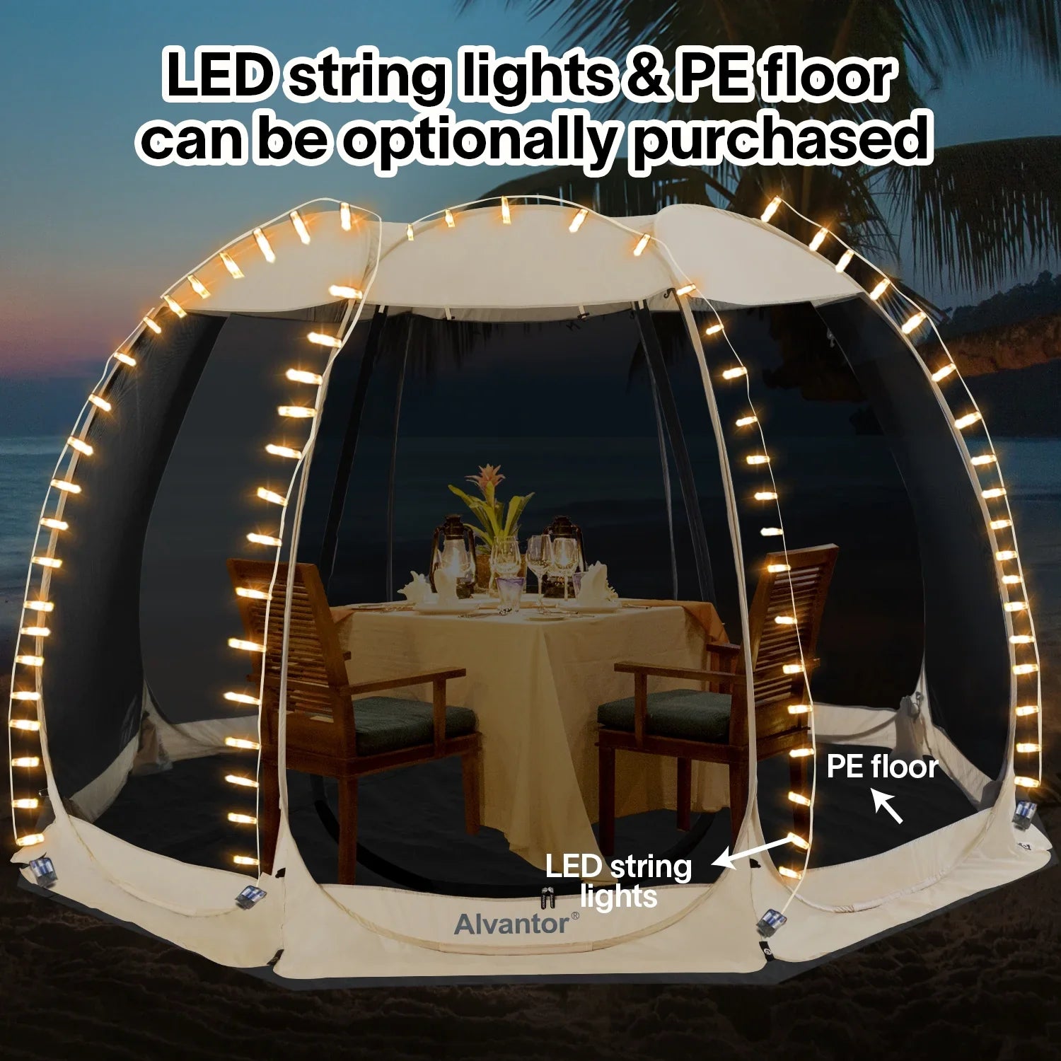 Alvantor Screen House Room Camping 12'x12' Beige Instant Canopy