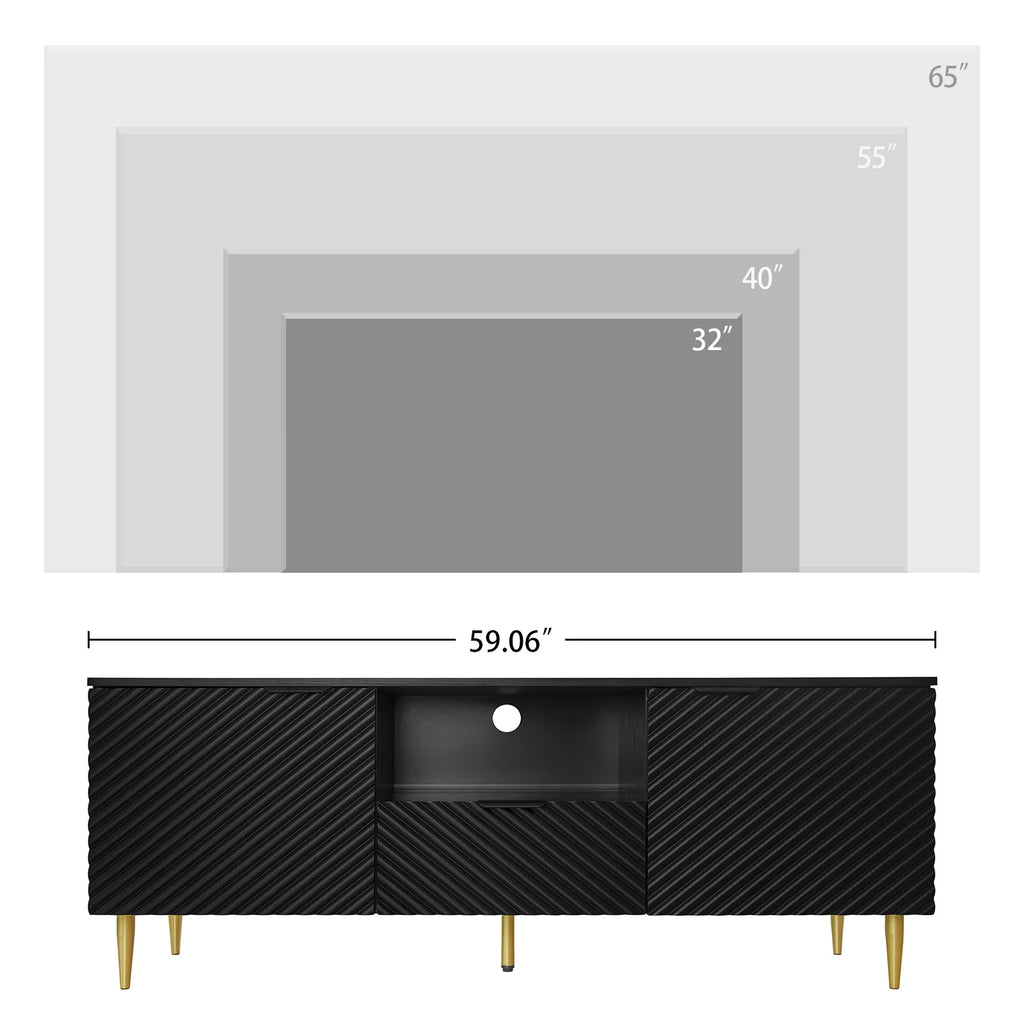 GeeHome TV Stand with Solid Ion Feet, TV Console Table for Living Room, Bedroom