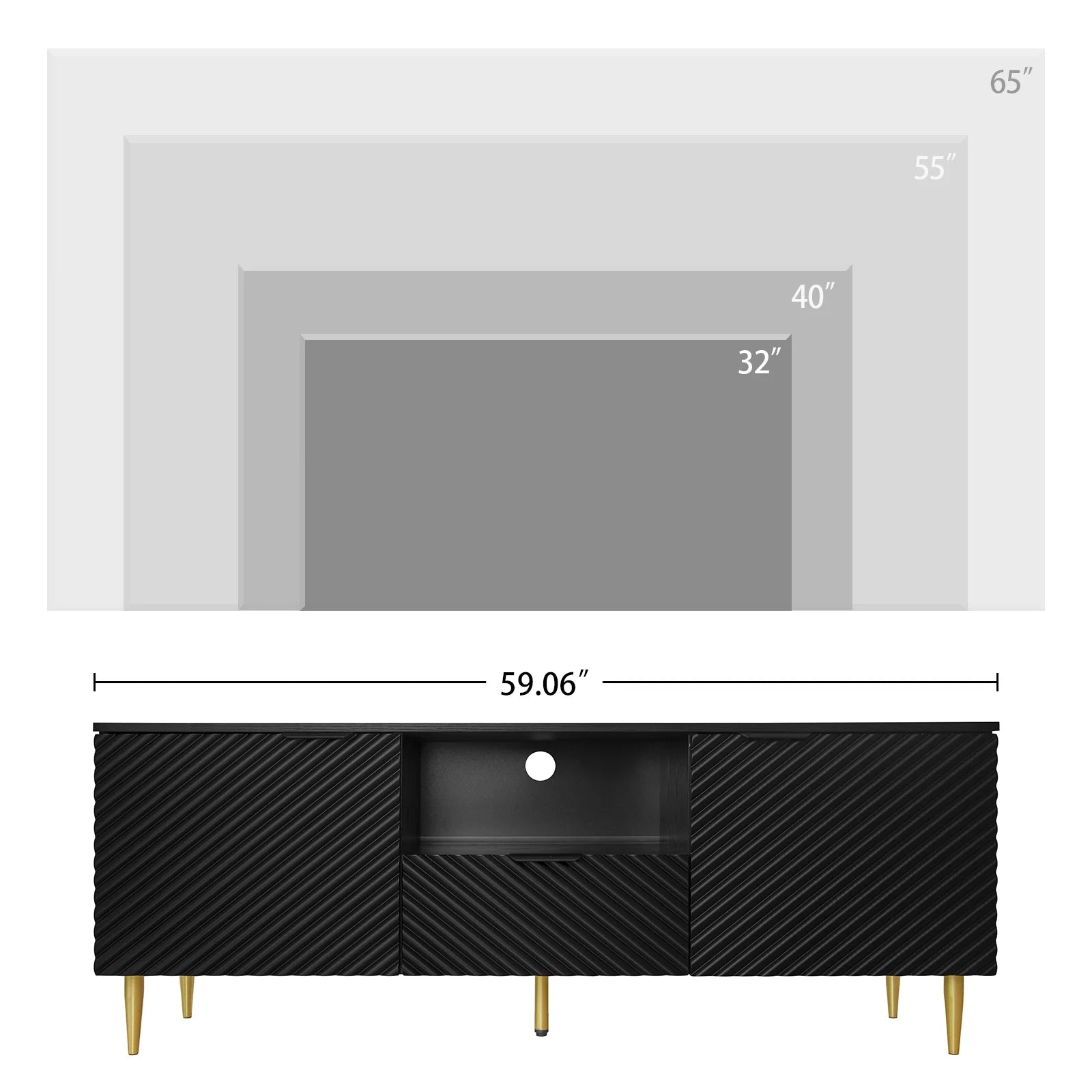 GeeHome TV Stand with Solid Ion Feet, TV Console Table for Living Room, Bedroom