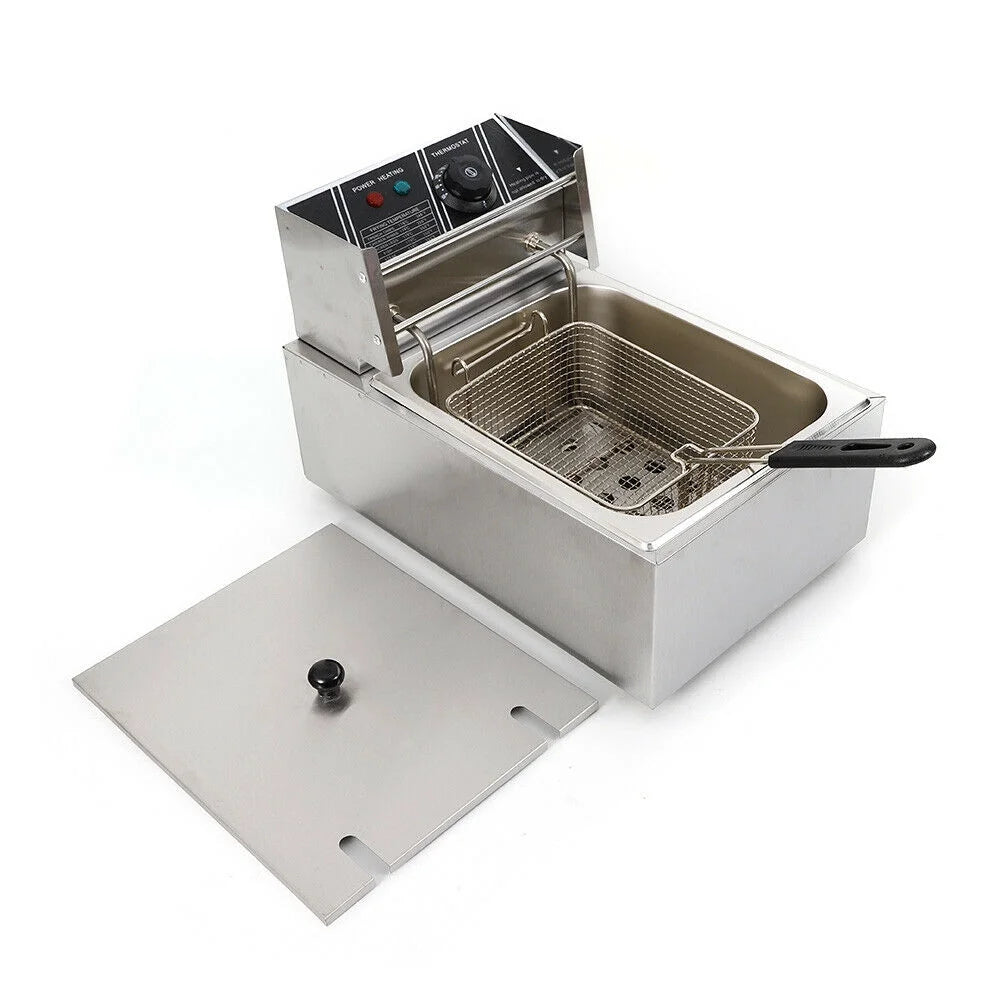 2500W 6 L Electric Deep Fryer Portable Single Tank Basket Commercial Restaurant