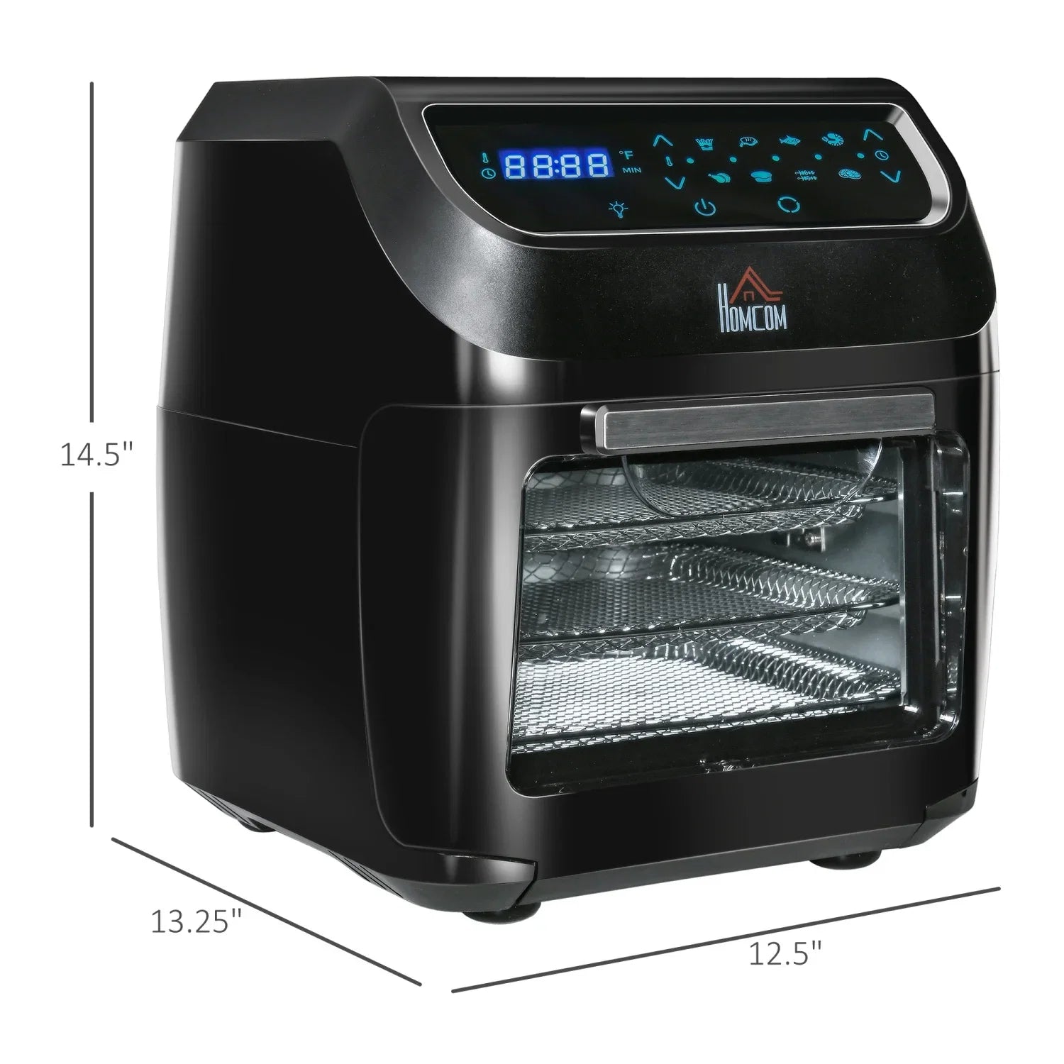 GFVCNIO 12 QT Air Fry Oven 8 In 1 Countertop Oven Combo with Air Fry Roast Broil Bake and Dehydrate 1700W with Accessories and LED Display Black