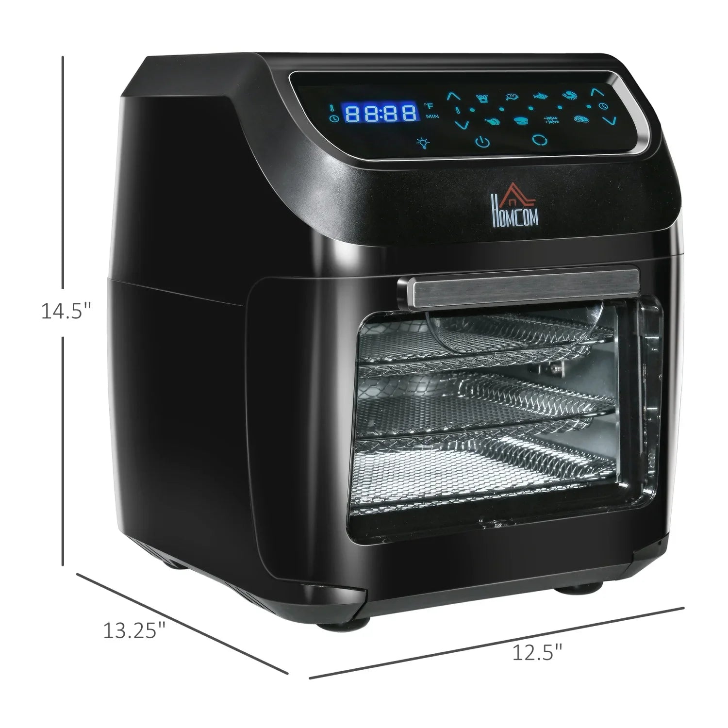 GVJMTKP 12 QT Air Fry Oven 8 In 1 Countertop Oven Combo with Air Fry Roast Broil Bake and Dehydrate 1700W with Accessories and LED Display Black