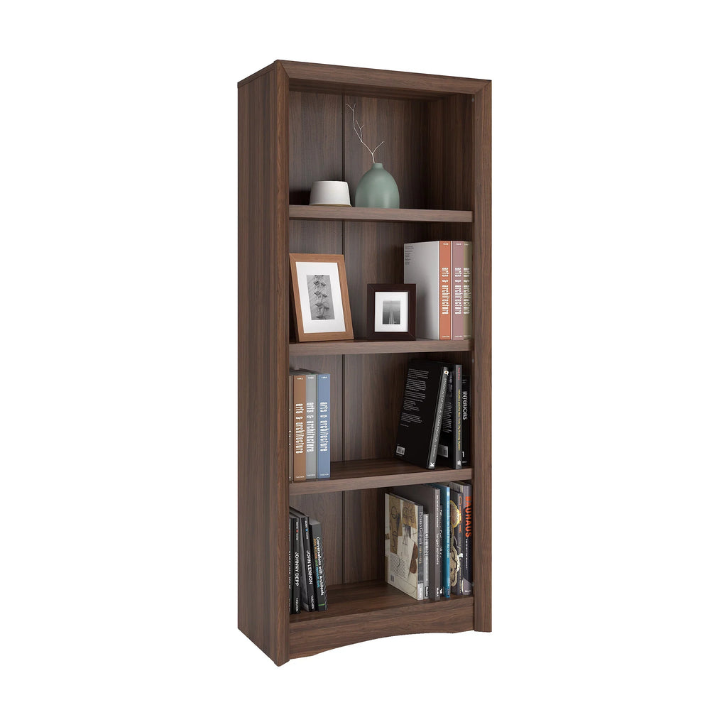 CorLiving Quadra Brown Engineered Wood Tall Adjustable 4 Shelf Vertical Bookcase