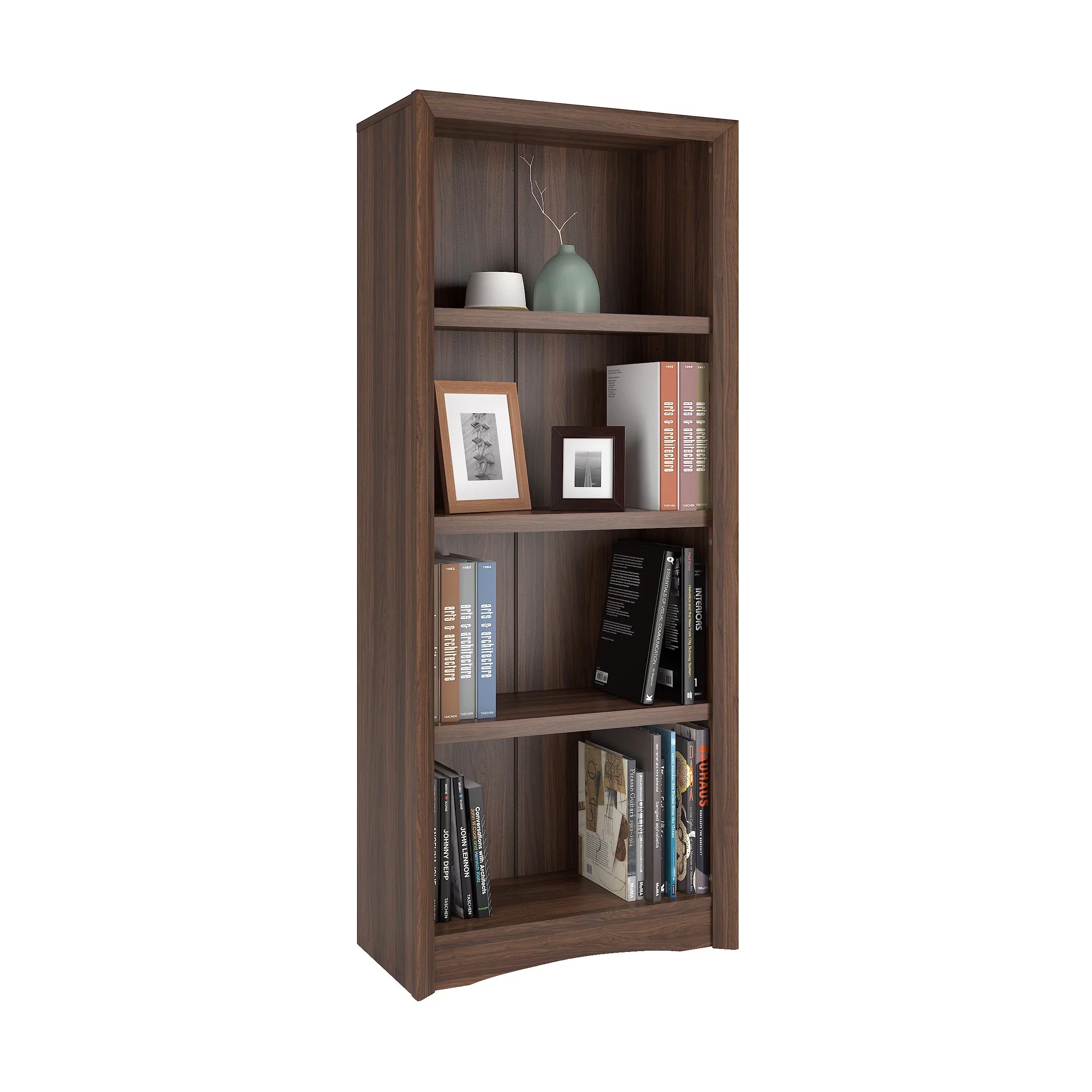 CorLiving Quadra Brown Engineered Wood Tall Adjustable 4 Shelf Vertical Bookcase