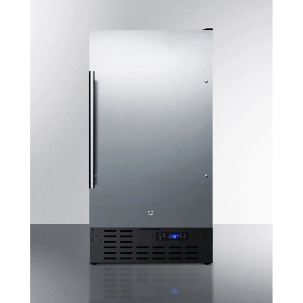 ADA compliant 18" wide frost-free freezer built-in or freestanding use, with stainless steel exterior, lock, and digital thermostat