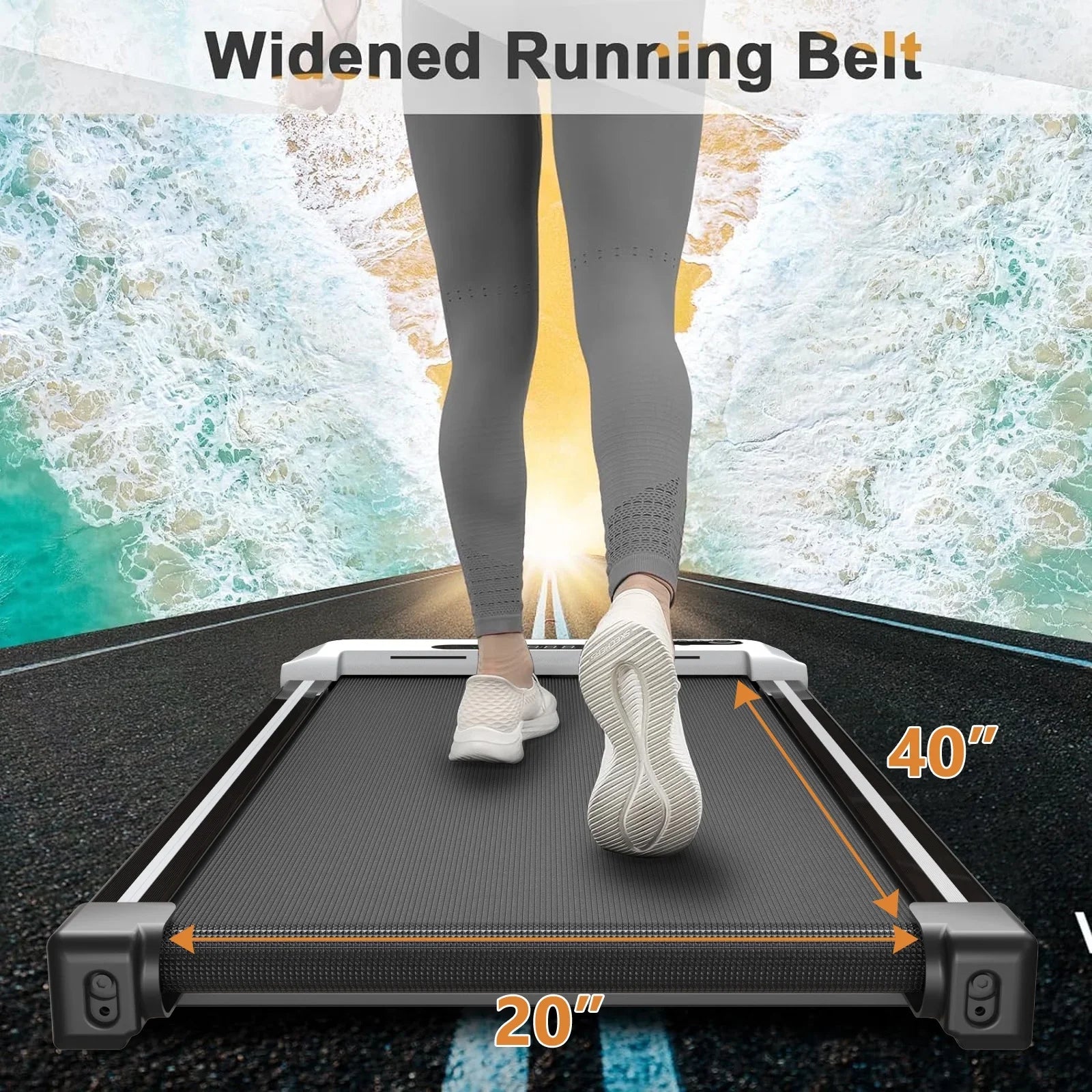 CoolHut 2.5Hp Walking Pad, Walking Area 2 in 1 Under Desk Treadmill,300lb Walking Treadmill with Remote Control and LED Display, Quiet, Compact & Small Treadmill for Home & Office. White