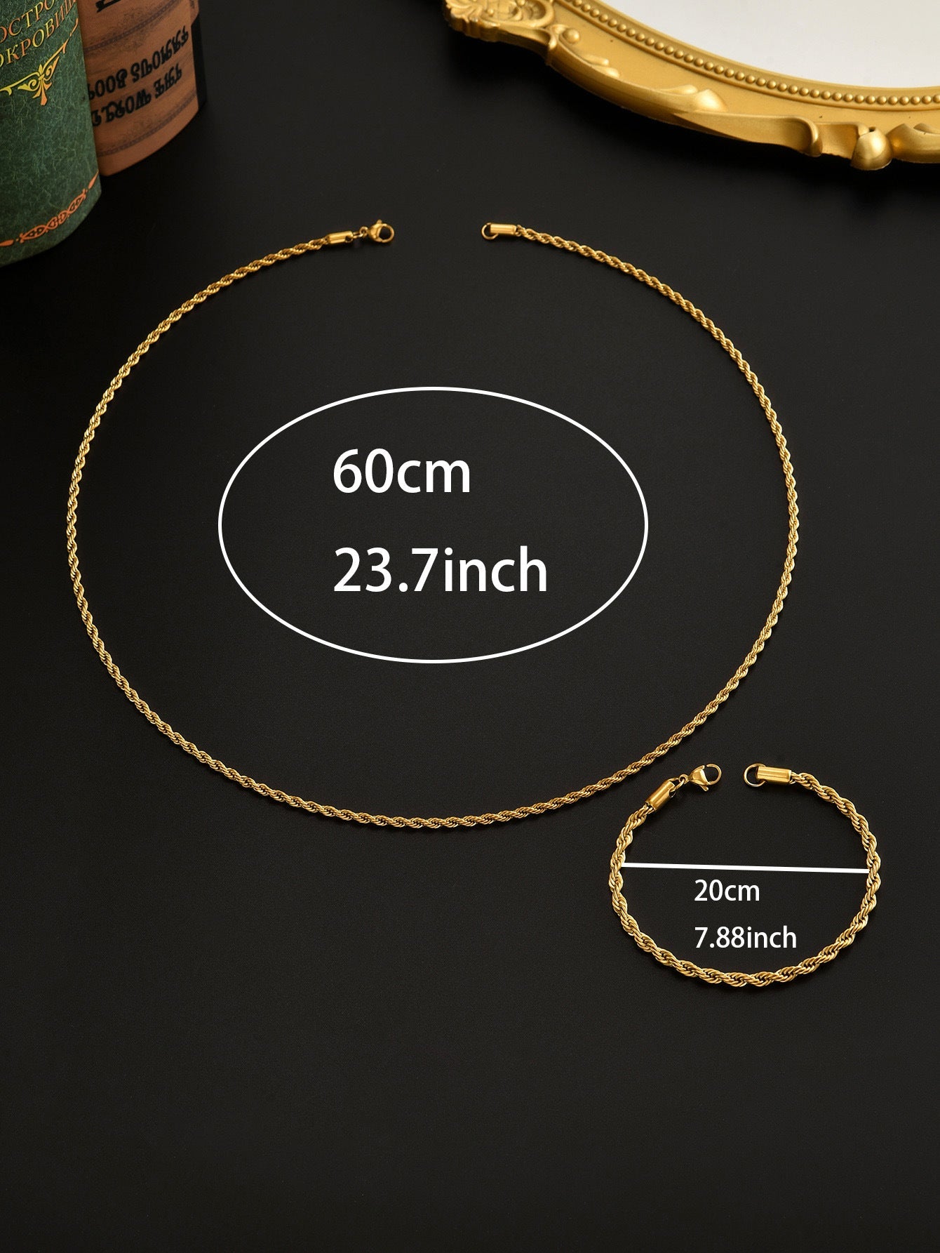 Twisted Chain Men's Stainless Steel Plated Bracelet Necklace