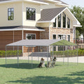 PawHut Dog Kennel Heavy Duty Playpen with Galvanized Steel Secure Lock, Waterproof Cover for Backyard & Patio