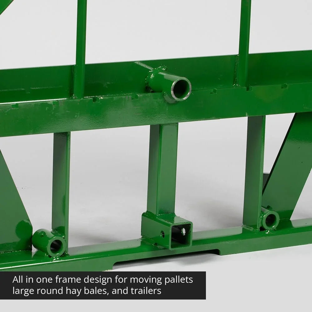Titan Attachments UA USA Made Pallet Fork Frame Attachment, 48” Fork Blades, Fits John Deere Global Euro Tractors, Rated 4,500 LB