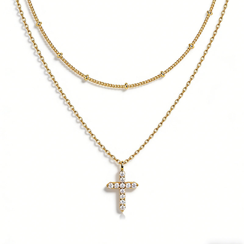 COLORFUL BLING Cubic Zircon Cross Necklace