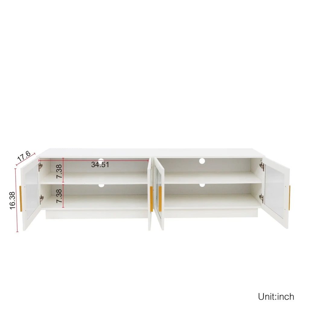 Stylish and Modern Wood Storage Cabinet with Shelves - Ideal Space-saving Solution for Your Home Perfect Entertainment Center for Living Room or Bedroom 70.87” Length