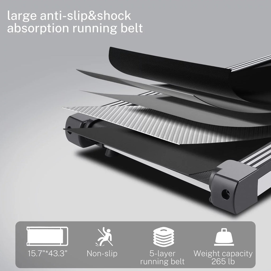 Tikmboex 3.25HP Folding Treadmill with 10" HD TV Movie Touchscreen, Incline Running Machine Easy to Install for Family Office Use, Silver