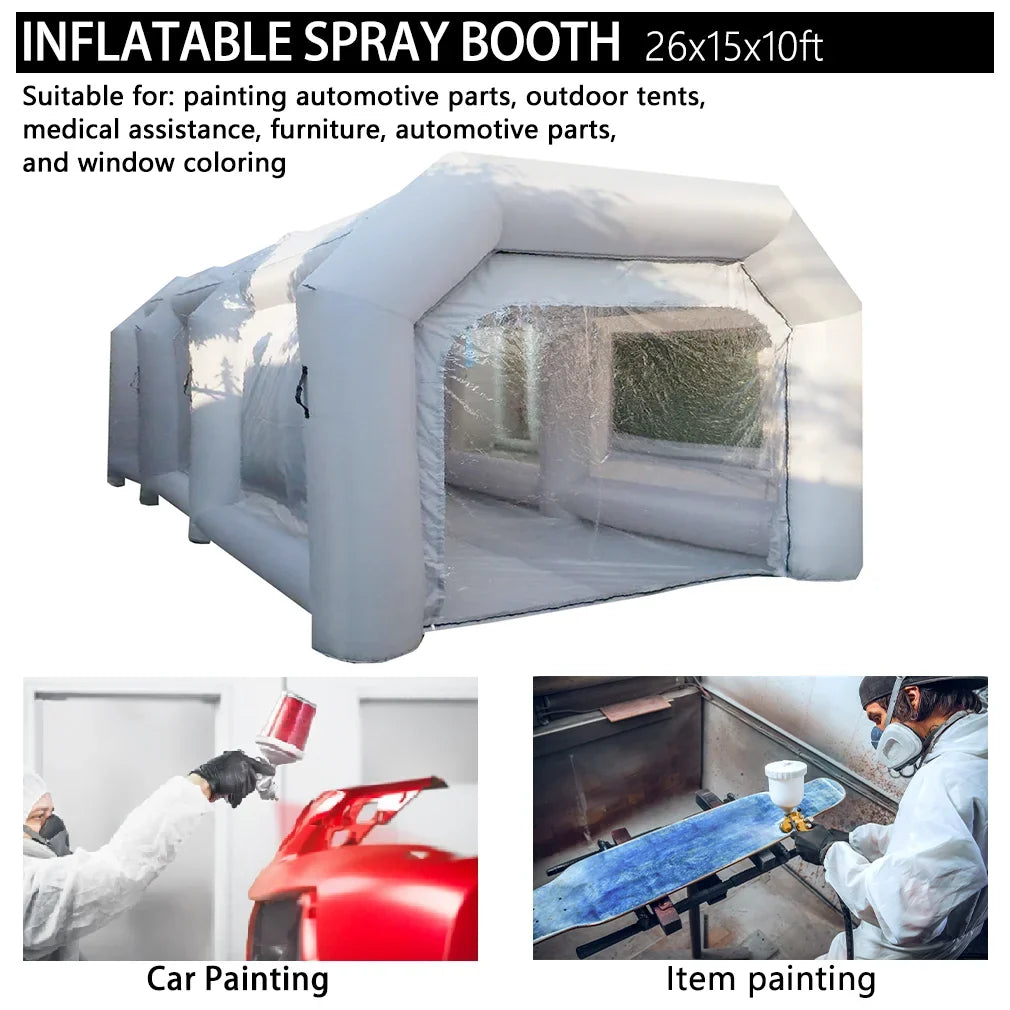 WGIA Portable Inflatable Paint Booth 26x15x10FT （No blower） Inflatable Spray Booth with Air Filter System