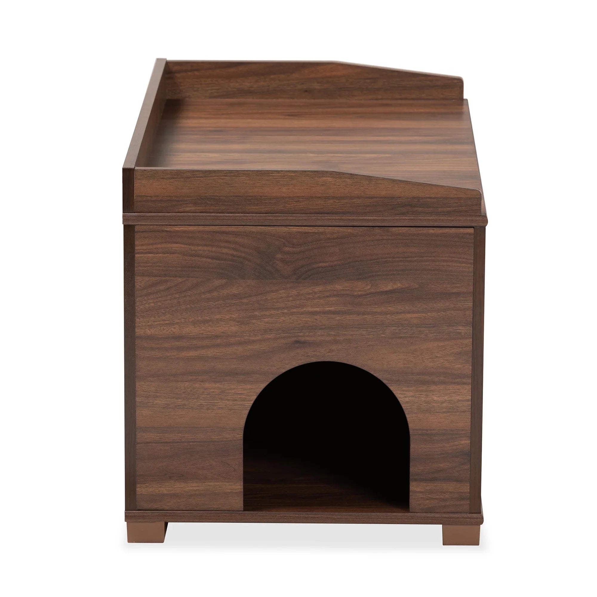 Baxton Studio Mariam Modern and Contemporary Walnut Brown Finished Wood Cat Litter Box Cover House