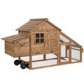 Best Choice Products 70in Mobile Fir Wood Chicken Coop Tractor Hen House w/ Wheels, 2 Doors, Nest Box, Removable Tray