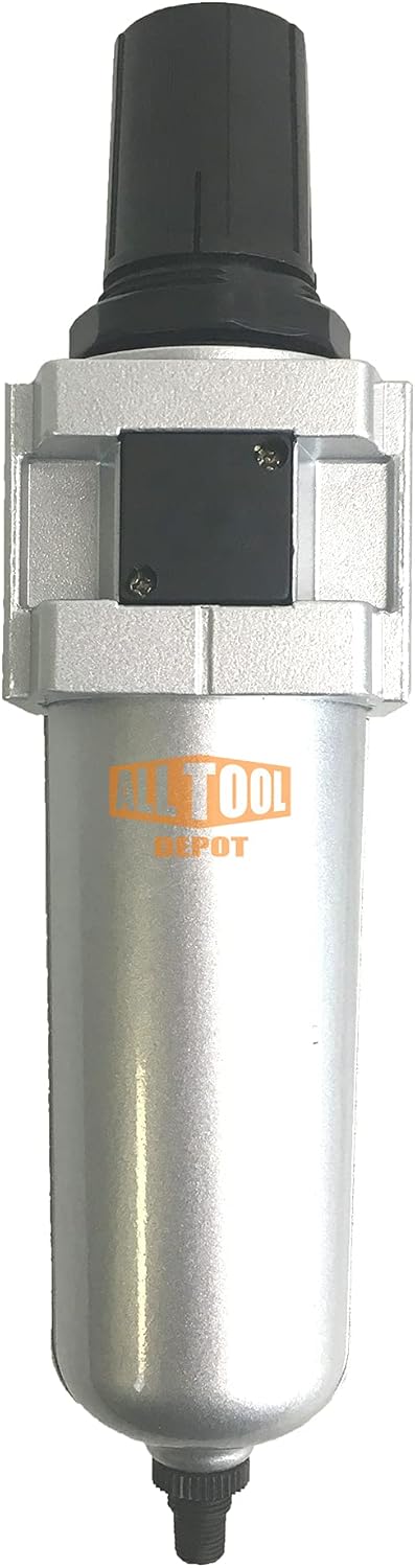 NPT HEAVY DUTY Compressed Air In Line Filter Regulator Combo Piggyback, Metal Bowl, 5 Micron , Adjustable From 7 to 175 PSI (AUTO DRAIN)
