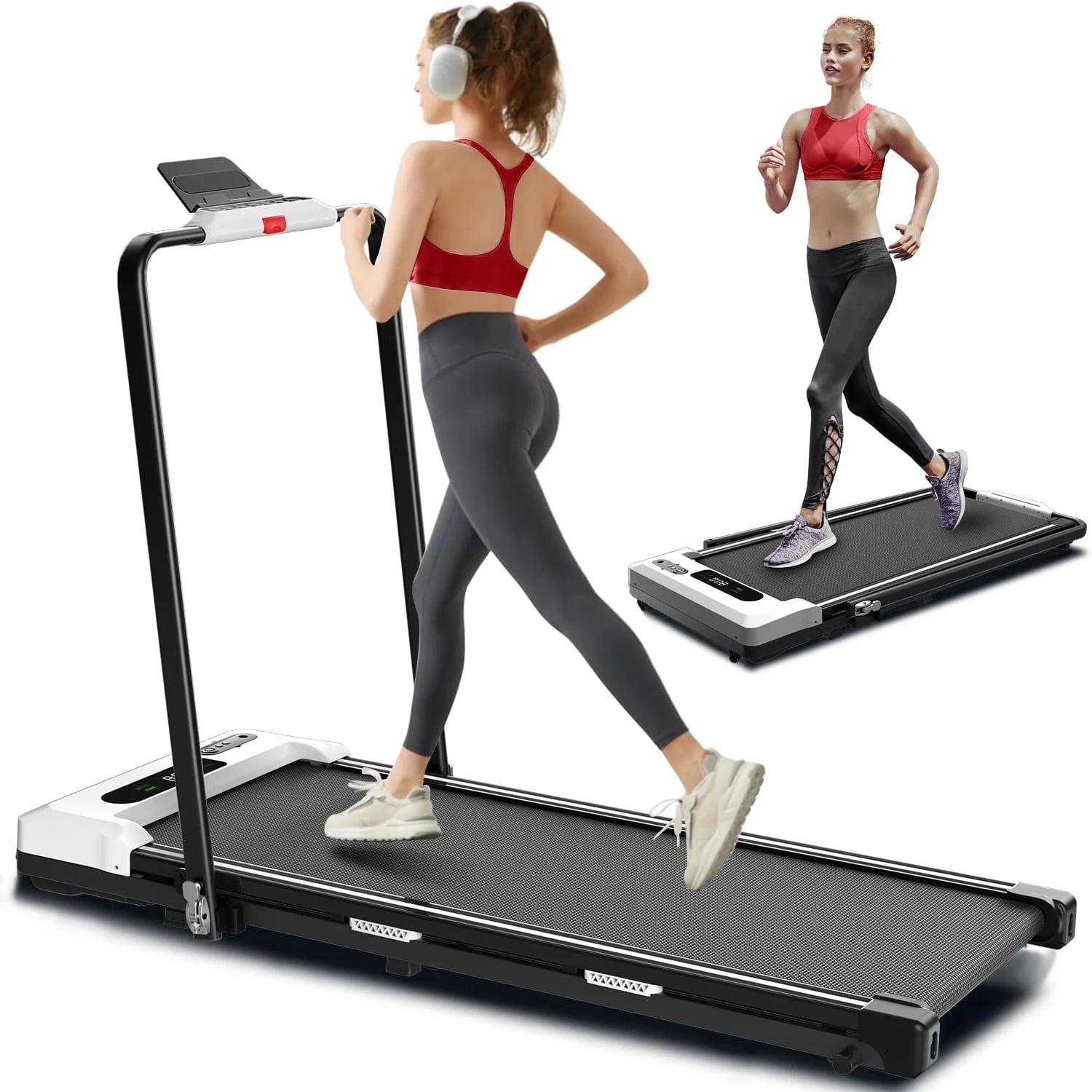 CoolHut Walking Pad, Under Desk Treadmill, 4-in-1 Home/Office Treadmill, Compact and Portable Foldable Treadmill, No Installation, Low Noise, LED Display, 265 lb. Capacity with Remote Control