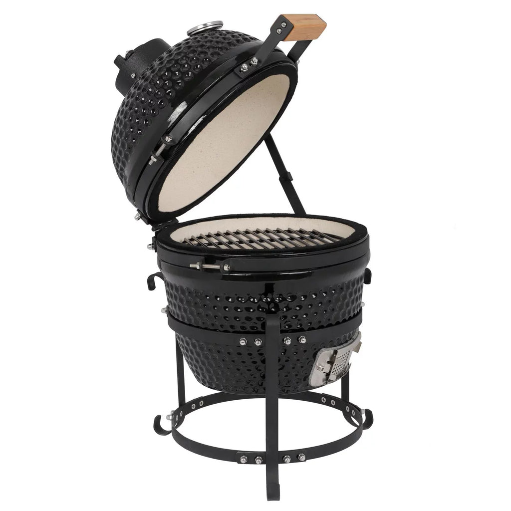 SalonMore 13in Round Ceramic Charcoal Grill Black