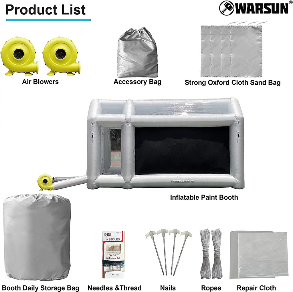 Warsun Inflatable Paint Booth with Larger Air Filter System 14x10x8.5Ft Inflatable Spray Portable Paint Tent