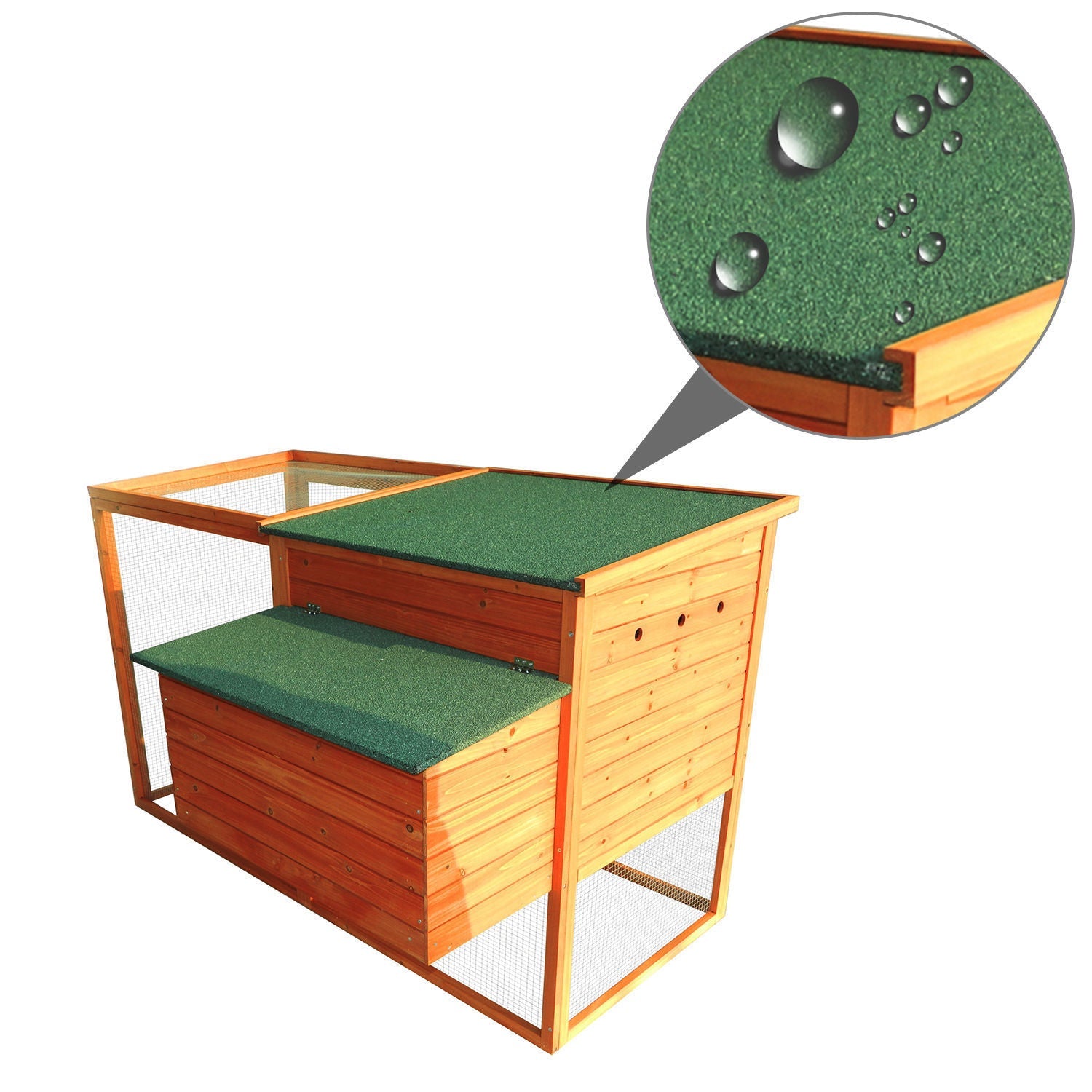 PawHut 64" Large Wooden Chicken Coop Kit With Outdoor Run And Nesting Box