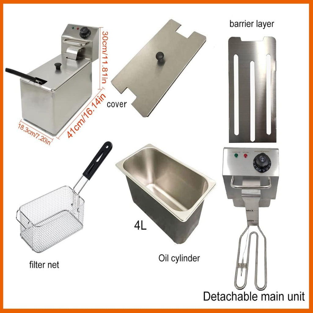 Benchtop Electric Deep Fryer 60°C-200°C Adjustable Temperature Control with Removable Oil Filter Basket Easy Clean 1500W Commercial Household Fryer Cookware (Fryer)