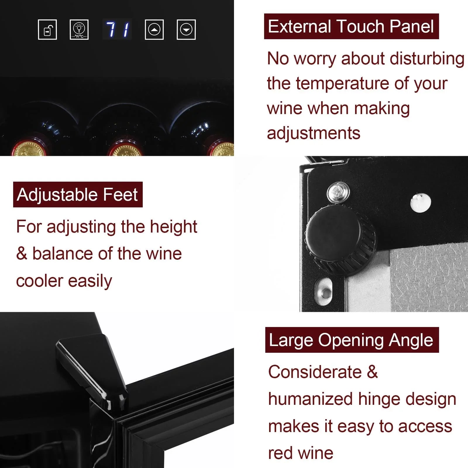 Zimtown 16 Bottle Compressor Wine Cooler Refrigerator w/Lock | Large Freestanding Wine Cellar For Red, White, Champagne or Sparkling Wine | Digital Temperature Control Fridge Glass Door Black