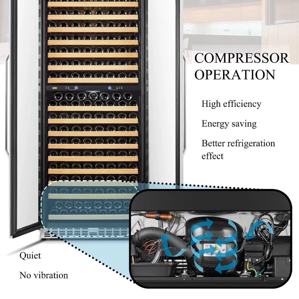 Lanbo 32 inch 287 Bottle Dual Zone Compressor Freestanding Wine Refrigerator