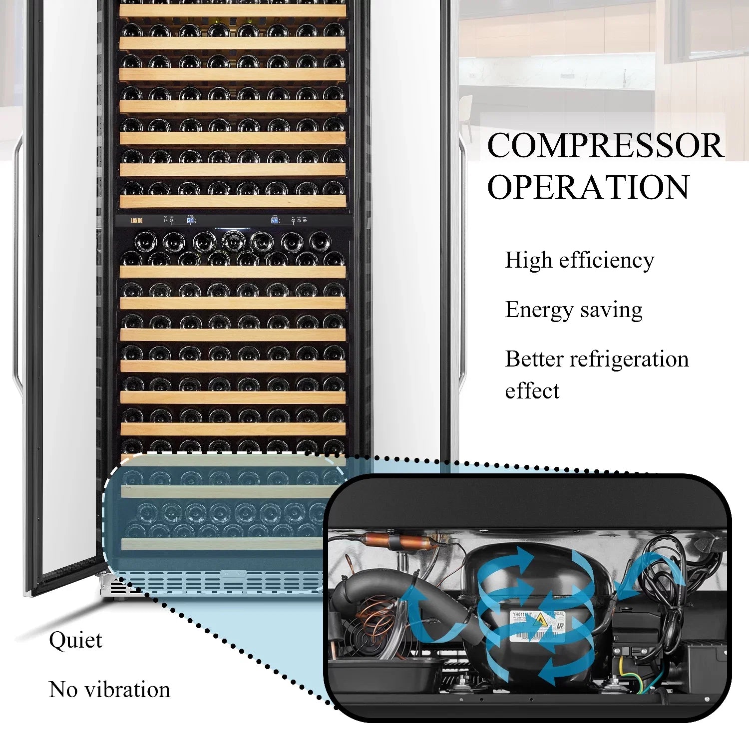 Lanbo 32 inch 287 Bottle Dual Zone Compressor Freestanding Wine Refrigerator