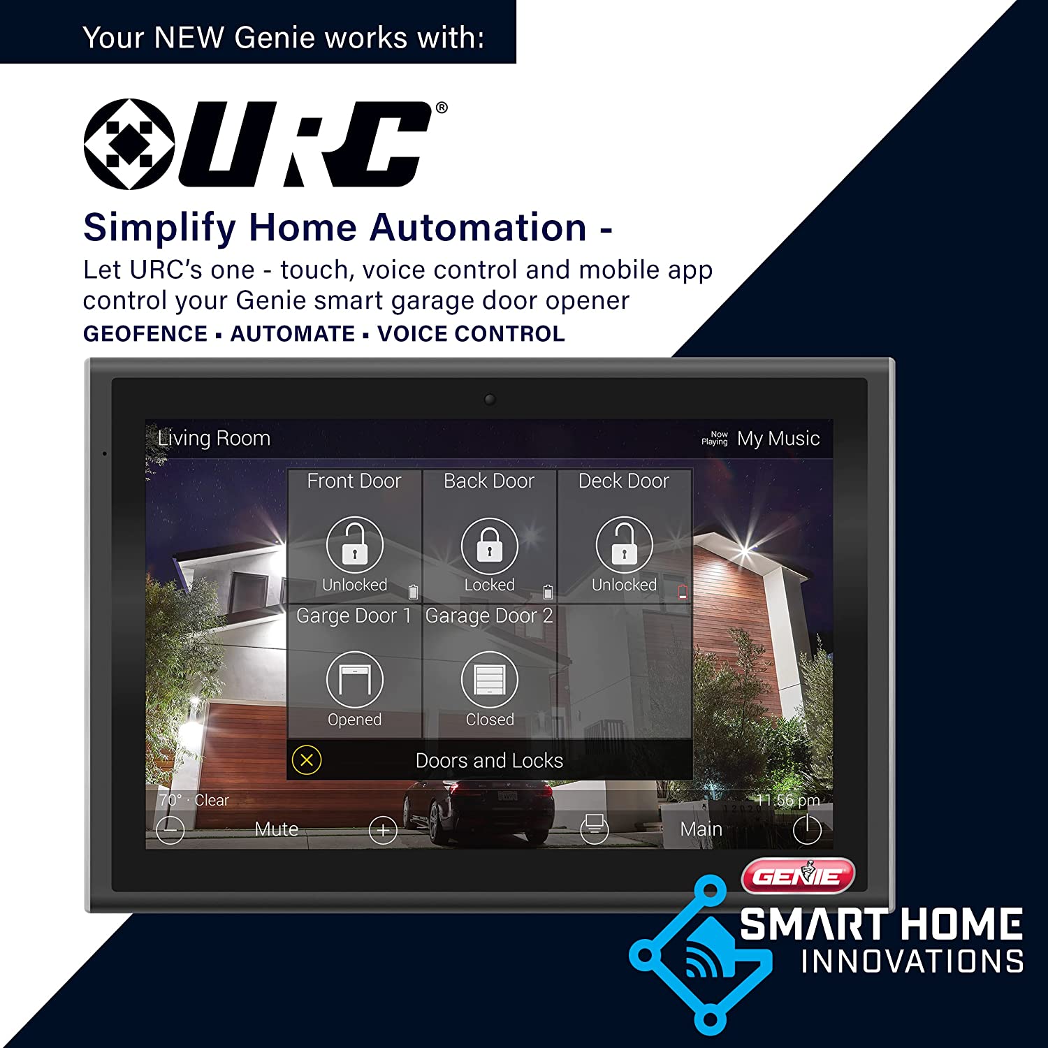 Genie 6172H-O Wall Mount Smart Garage Door Opener with Aladdin Connect, Wall Mounted Compact Space Saving Opener