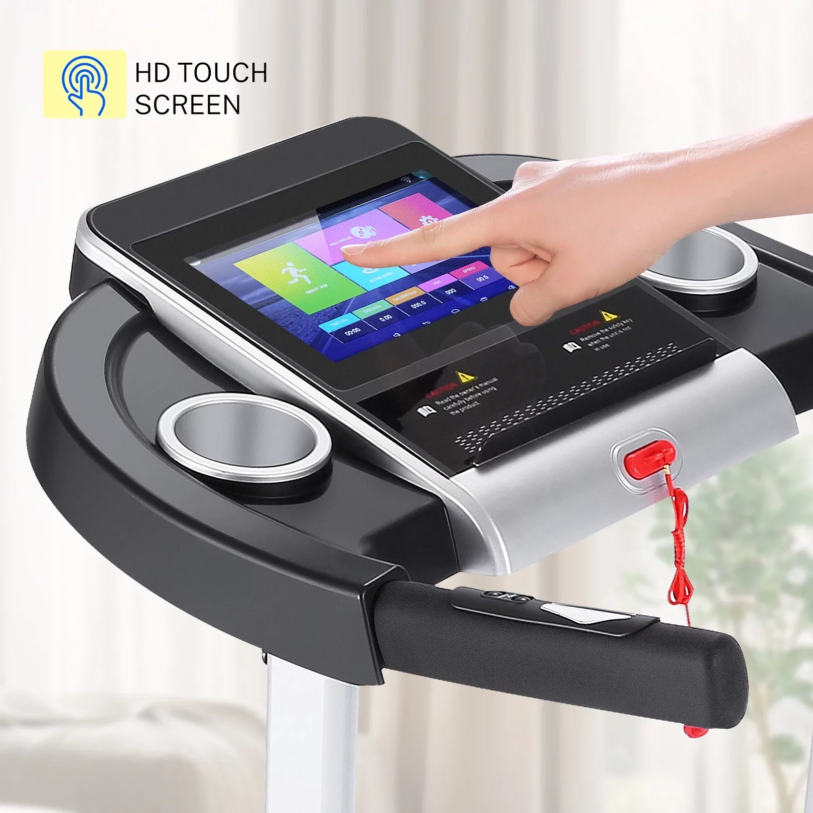 Home Treadmill--Treadmill with 10" HD TV Movie Touchscreen and 3D Virtual Sports Scene, Folding Treadmill with WiFi Connection, Speaker, Wide Belt, Youtube（Silver）
