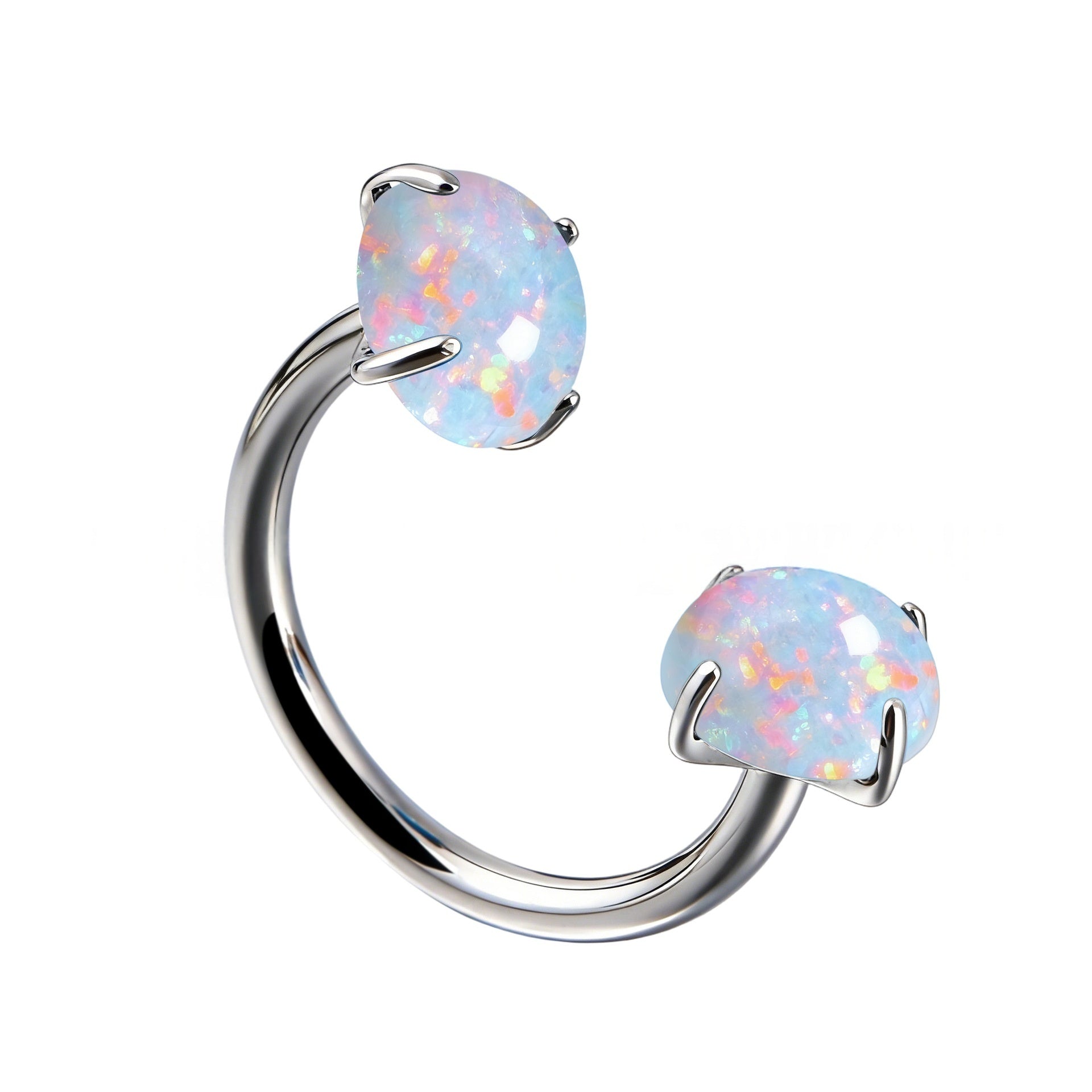 Internal Thread G23 Titanium Alloy Body Piercing Jewelry Opal Nose Ring
