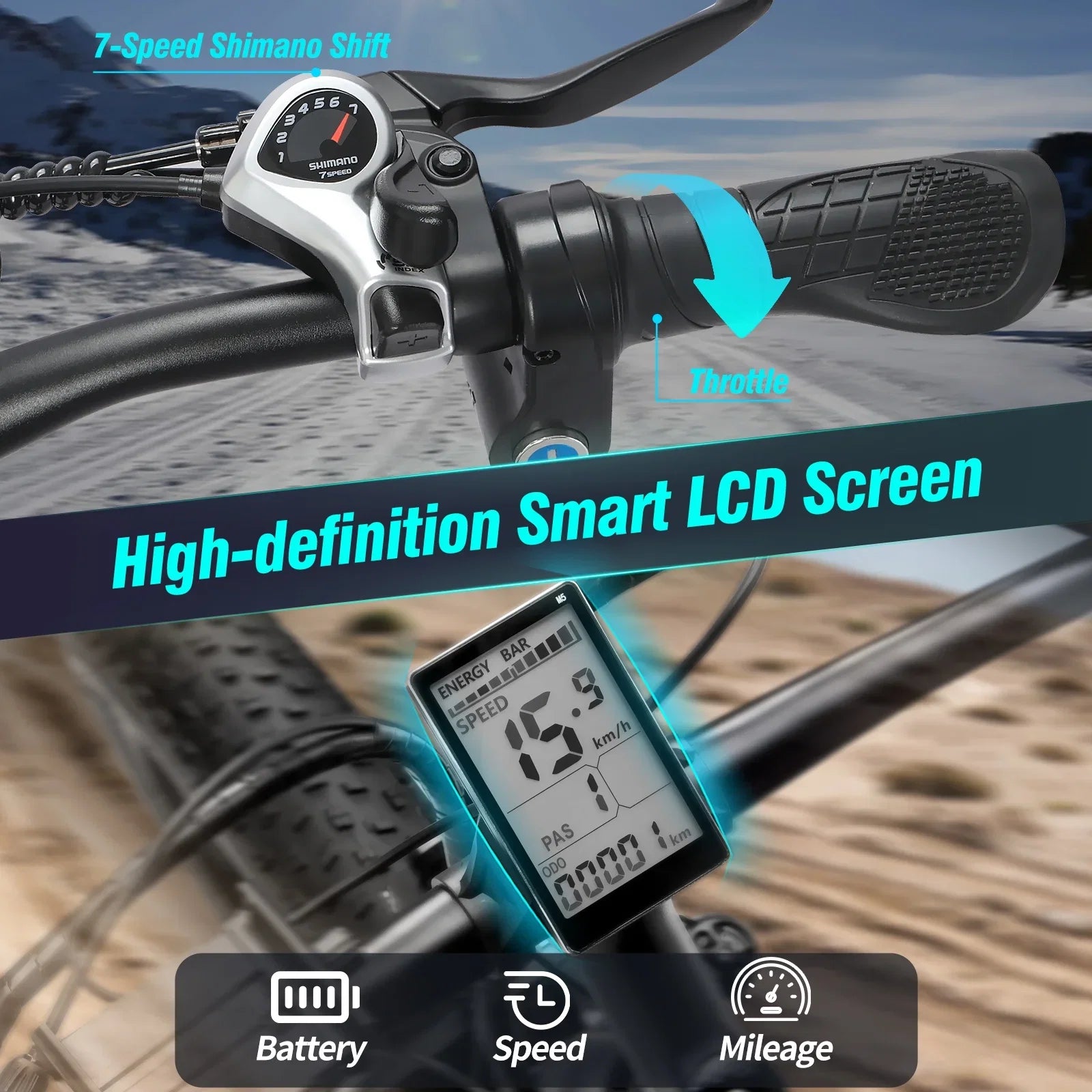 Eletric Bike for Adults, 750W Motor 48V 15Ah Removable Battery 20'' Fat Tire Folding E-Bike Shimano 7-Speed MTB Cycling UL2849