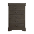 DeeHome Classic Louis Philippe Style Stained Gray Finish 1pc Chest of 5x Drawers Traditional Design Bedroom Furniture