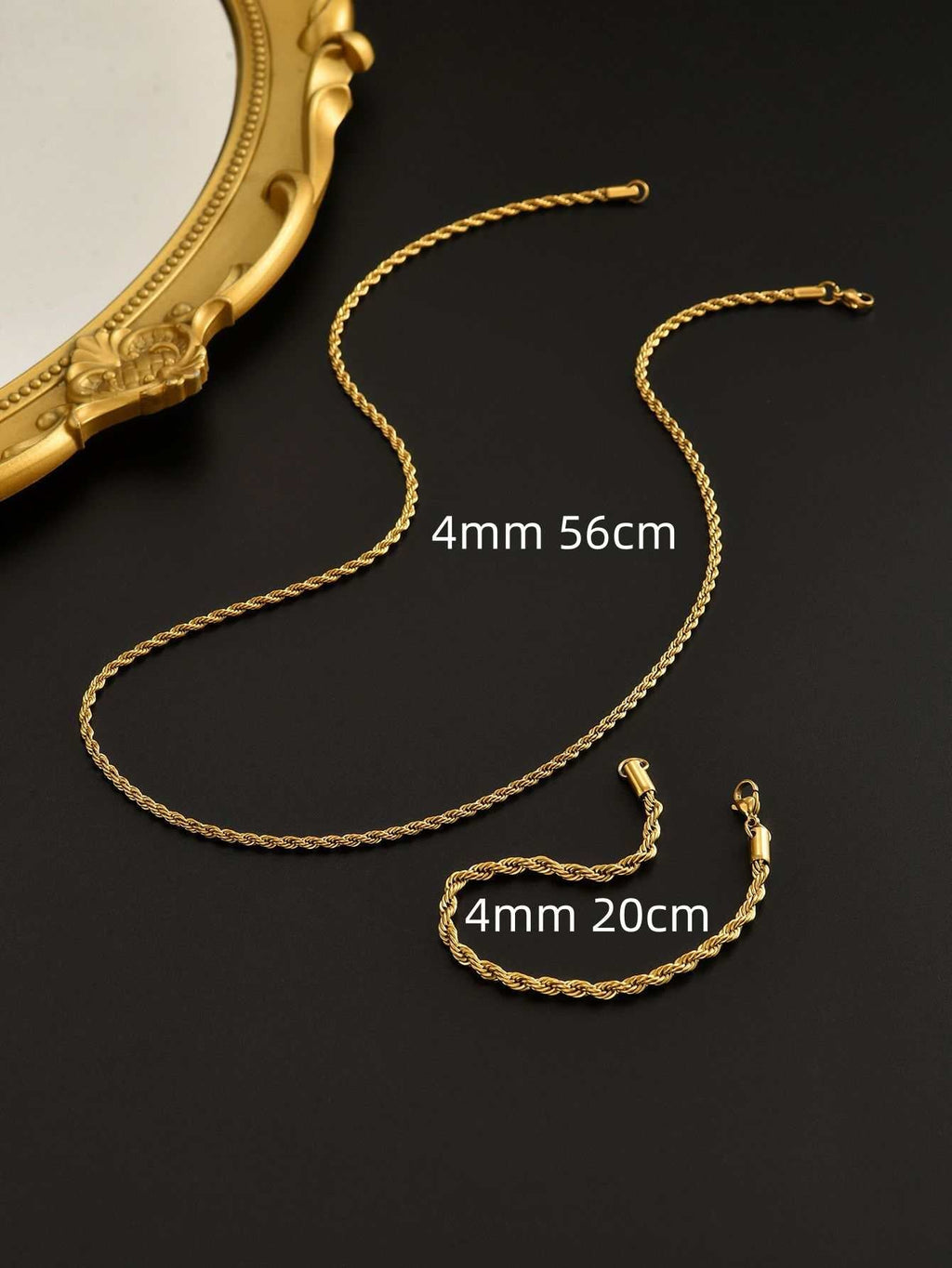 Twisted Chain Men's Stainless Steel Plated Bracelet Necklace