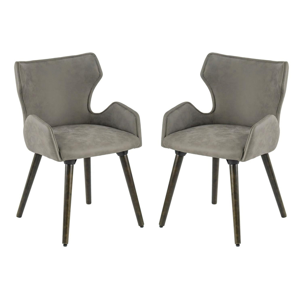 A & B Home Set Of 2 Dining Chair With Dark Brown And Gray Finish 49809-GRAY-DS