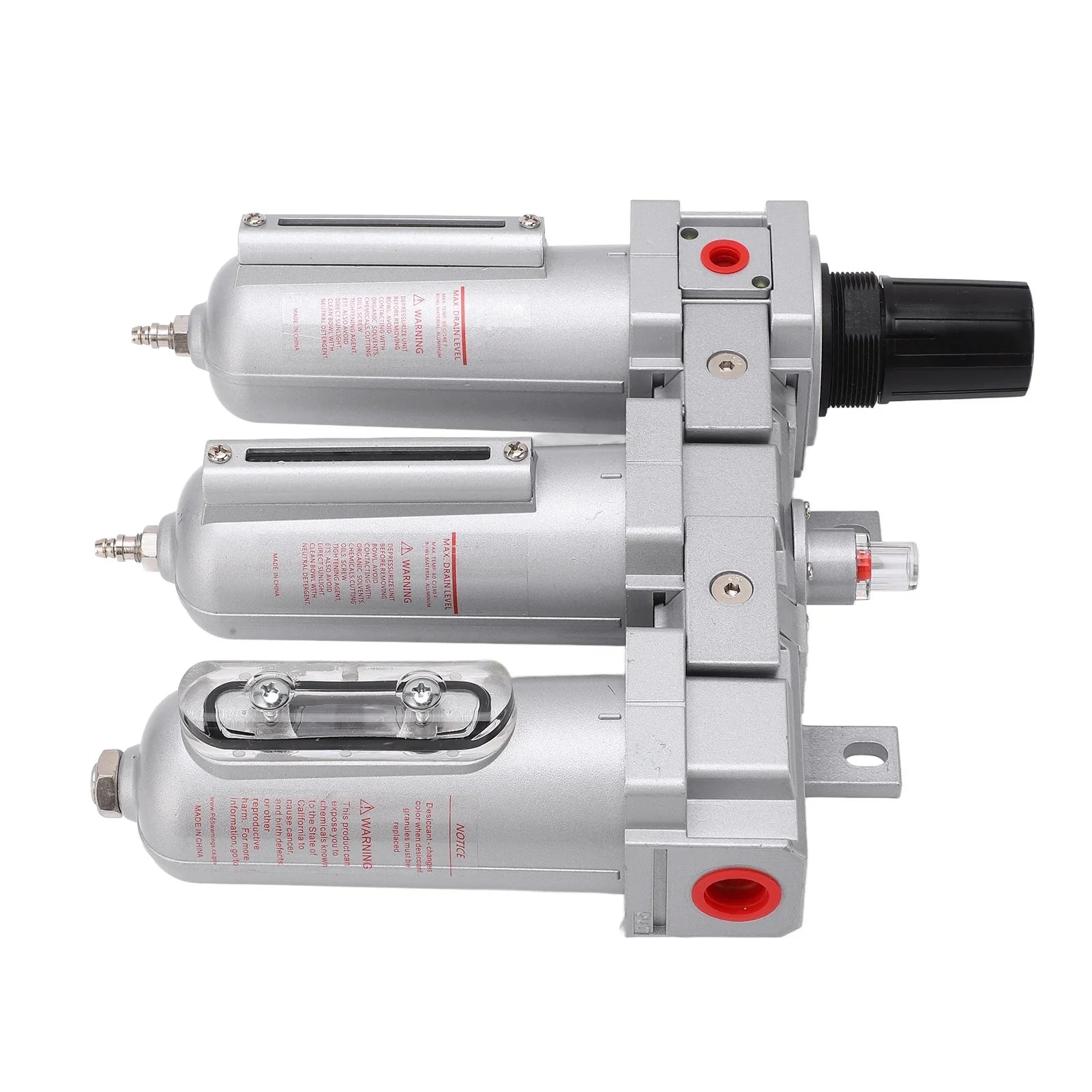 Air Drying System 3 Stage Air Drying System Heavy Duty Aluminum Alloy Industrial Compressed Air Particulate Filter Dryer with Metal Bowl 3/4in NPT Automatic Drain
