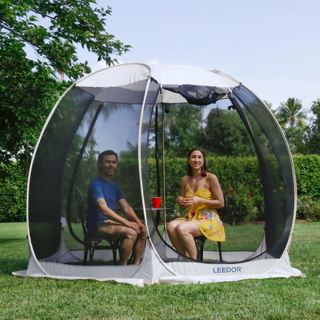Leedor Screen House Tent Instant Room Shelter Gazebos for Patios Outdoor Canopy 10'x10' Gray