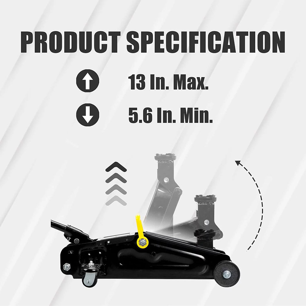 Big Red Hydraulic Trolly Floor Jack with Carrying Storage Case,1.5 Ton (3,000 lb) Capacity Black,W8204SB