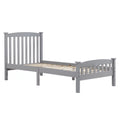 Ktaxon Vertical Wood Bed Frame for Bedroom with Headboard and Footboard Gray Twin Size