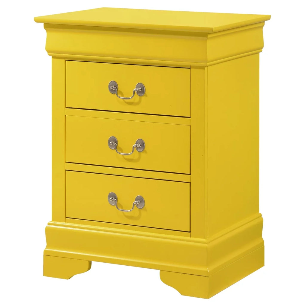 Passion Furniture Louis Philippe 3-Drawer Yellow Nightstand (29"H x 16"W x 21"D)