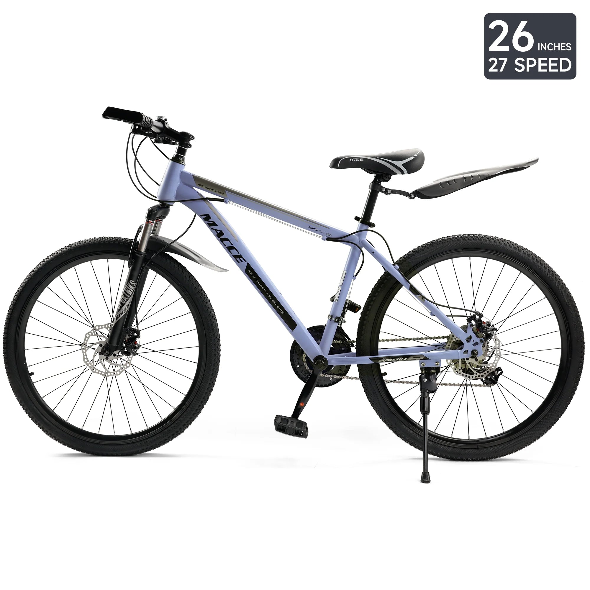 ARTUDATECH Mountain Bike 26 Inch for Adult, 27-Speed Dual Suspension High-Carbon Steel MTB Bicycle, Dual Disc Brake Bikes for Men Women, Silver, Blue, Gray and Red
