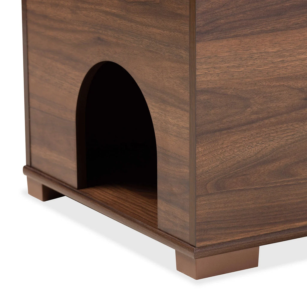 Baxton Studio Mariam Modern and Contemporary Walnut Brown Finished Wood Cat Litter Box Cover House