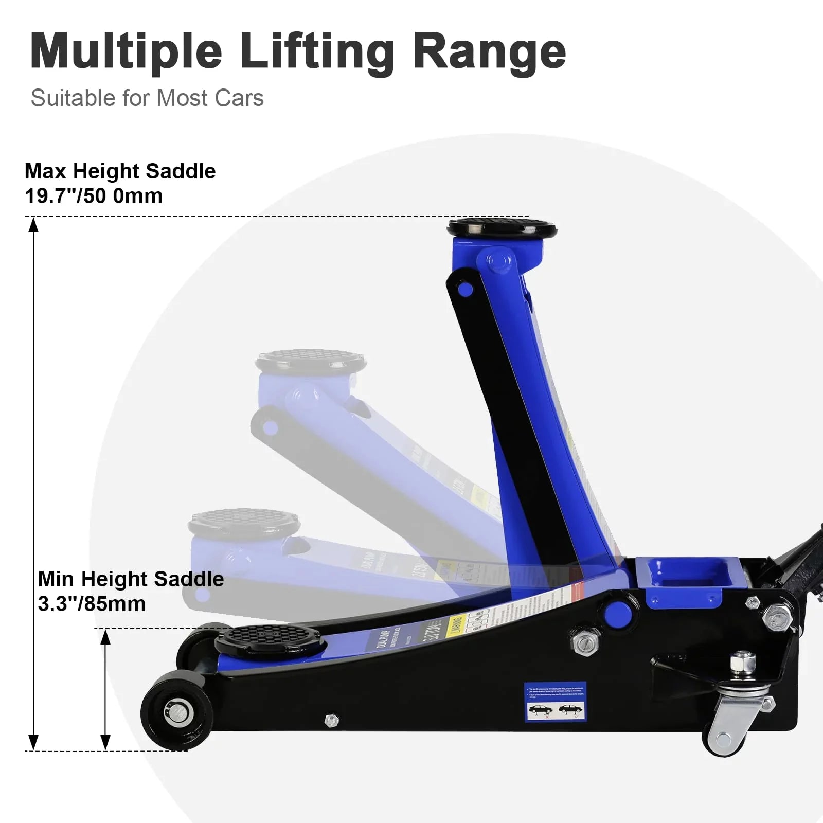 3 Ton Floor Jack, Hydraulic Low Profile Car Jack, Heavy Duty Steel Hydraulic Jack Floor Jack with Dual Piston Quick Lift Pump, Lifting Range 5.1"-20"