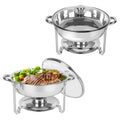 IMACONE 5QT Chafing Dish Buffet Set 2-Pack with Glass Lid, Stainless Steel Round Chafer Set for Catering