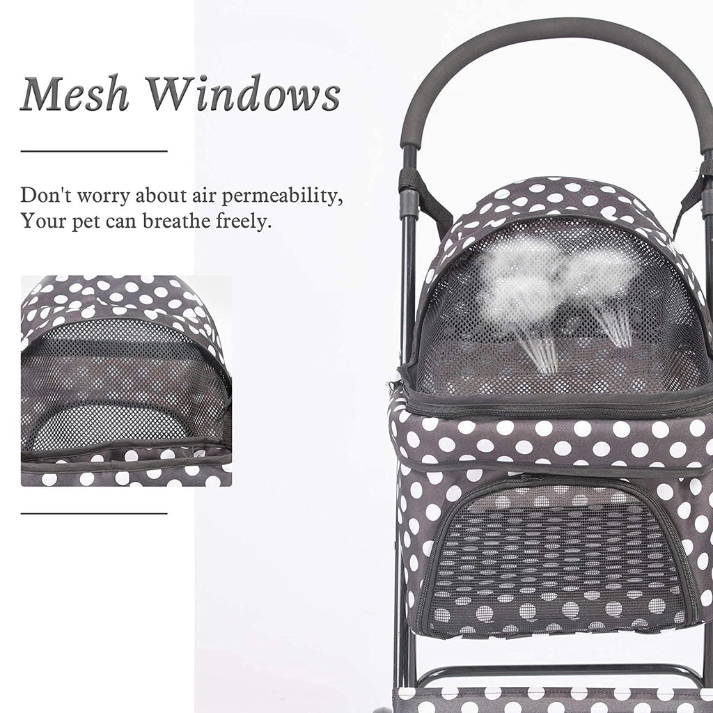Foldable Pet Travel Stroller for Cats&Dogs, Waterproof Dog Stroller with 4 Wheels for Camping Walking, Black