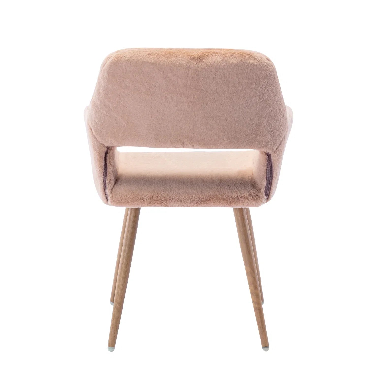 Elegant and Luxurious Faux Fur HengMing Dining Chairs: Stylish Mid Century Side Chairs with Solid Painting Steel Leg for Comfortable Seating Experience in Your Dining Room Decor