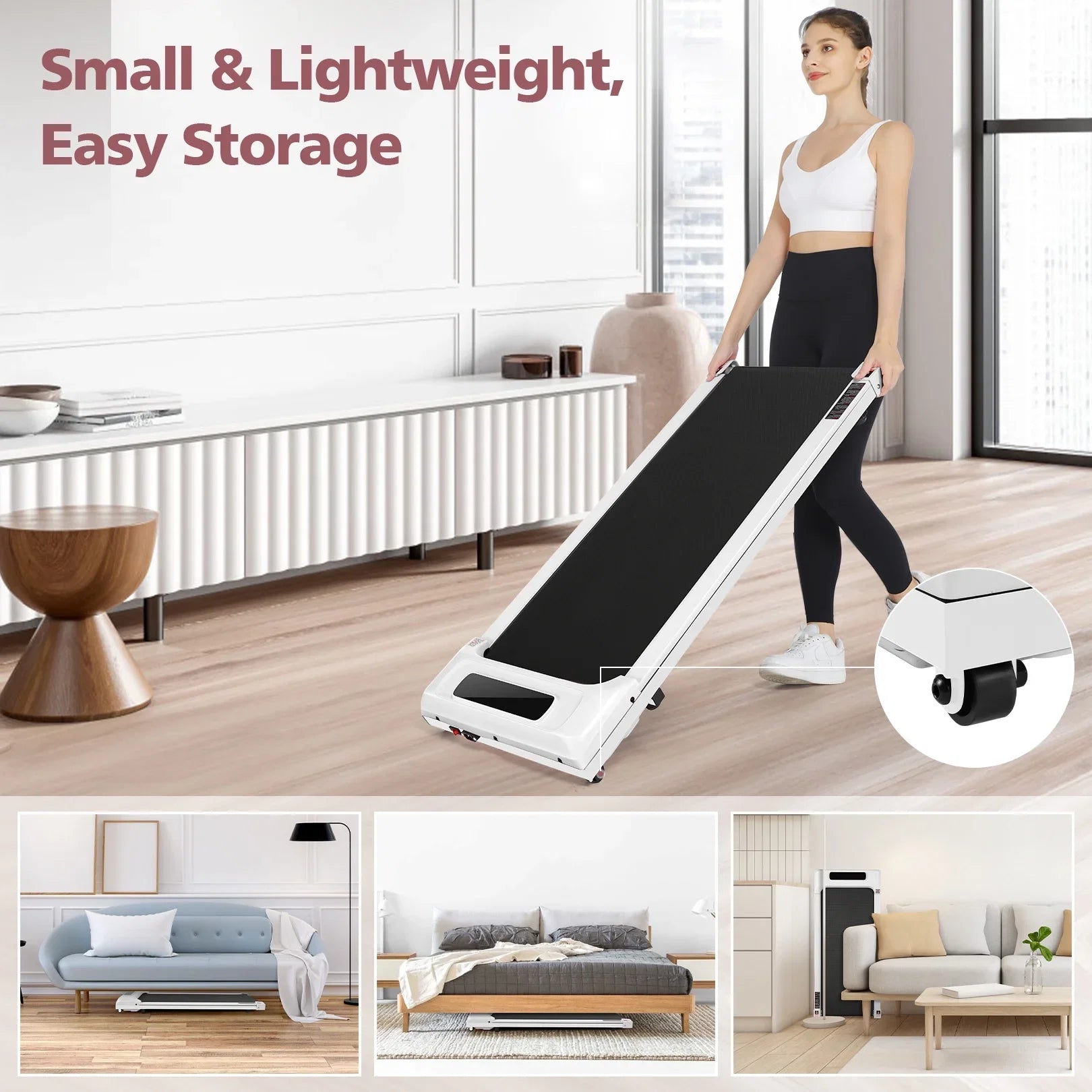Walking Pad Treadmill&Under Desk Treadmill for Home&Office, Speed Range 0.5~3.8mph, 300 lbs Weight Capacity
